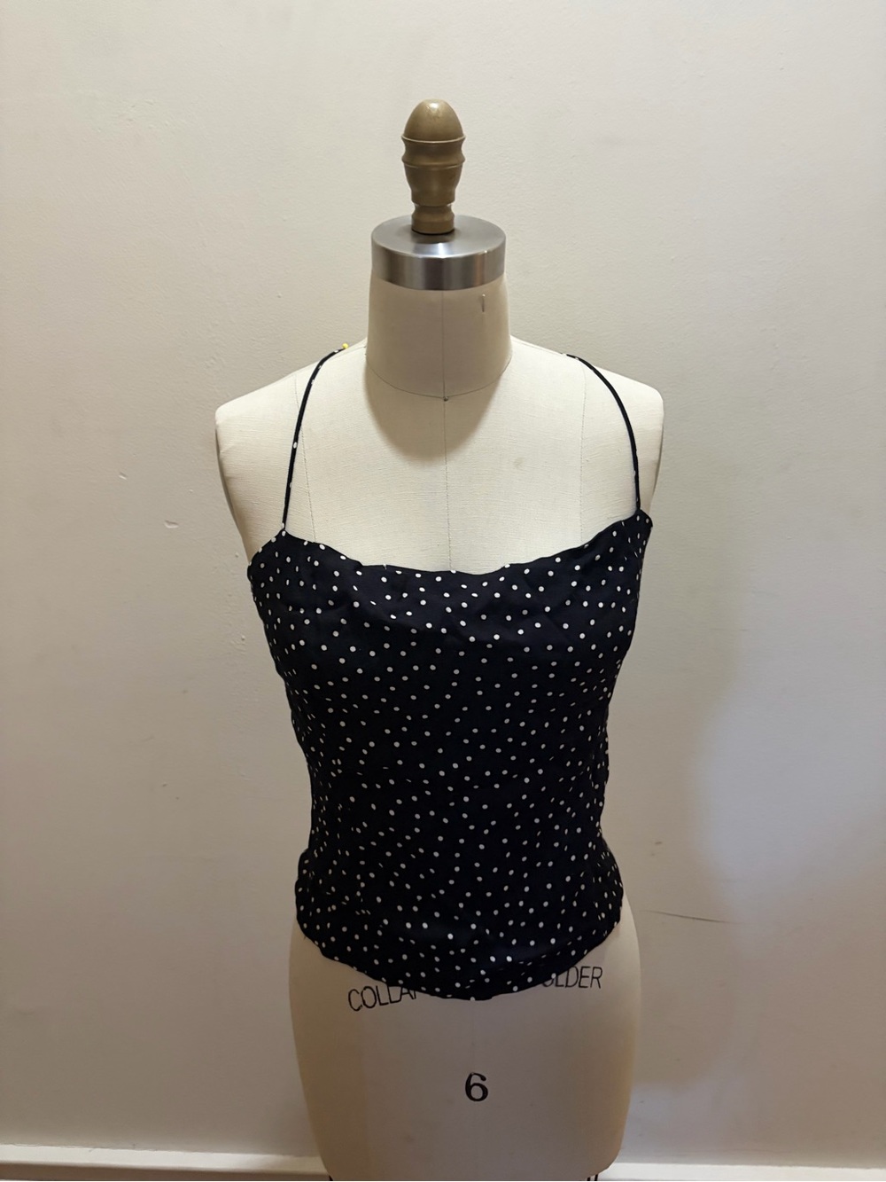 Reformation Black Polka Dot Spaghetti Strap Cami